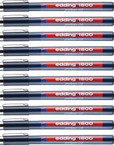 edding 1880 precisiefineliner - zwart - 10 stiften - lijnbreedte 0,5 mm - fineliner om precies te schrijven en schetsen - fijne, in metaal gevatte punt - geschikt voor liniaal en sjablonen