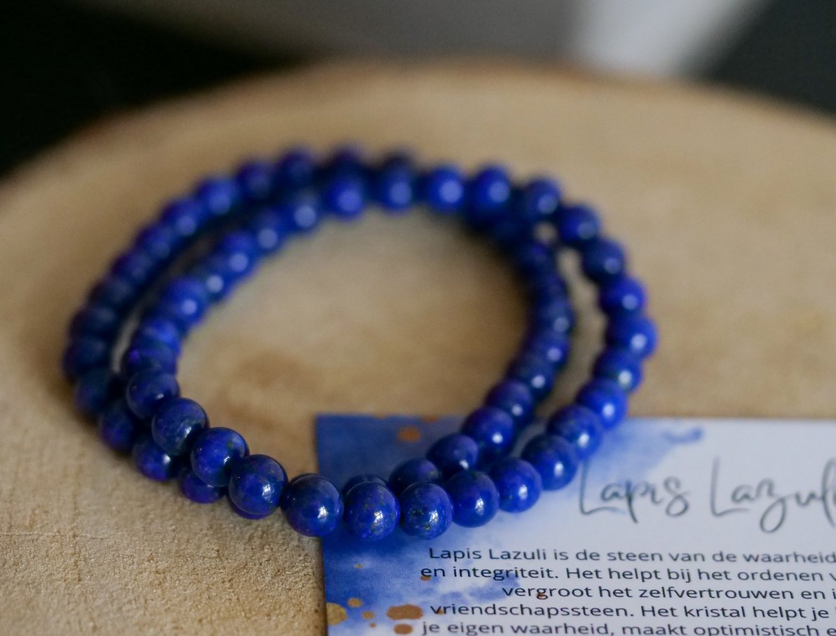 Lapis Lazuli Armband, 6mm kralen, edelstenen - Perfect cadeau voor vrouwen- Inclusief uitleg - Spiritueel - Lapis - Vriendschap -Communicatie - Expressie - Pyriet - Slapen - 100% NATUURLIJK