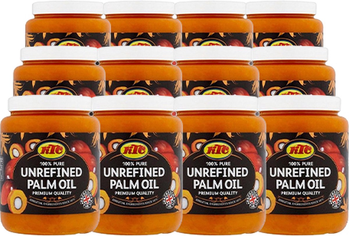 KTC Palmolie ongeraffineerd - plantaardige olie met antioxidanten - 12x 500ml
