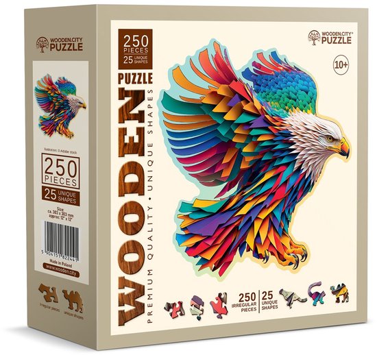 Houten puzzel huilende wolf 250 stukjes - Unieke, ongebruikelijke legpuzzels met diervormige stukjes - Wooden.City - België