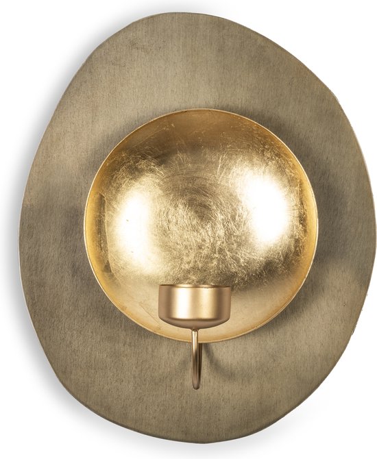 VIDI -Sogno D'oro Muurkandelaar 23x28 cm Goud- Wandkandelaar - Wanddecoratie Woonkamer -Muurdecoratie Woonkamer - Muurversiering