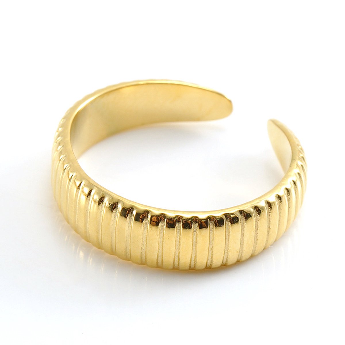 JewelGalerie- Ringen- Ribbelring - One Size - Goud