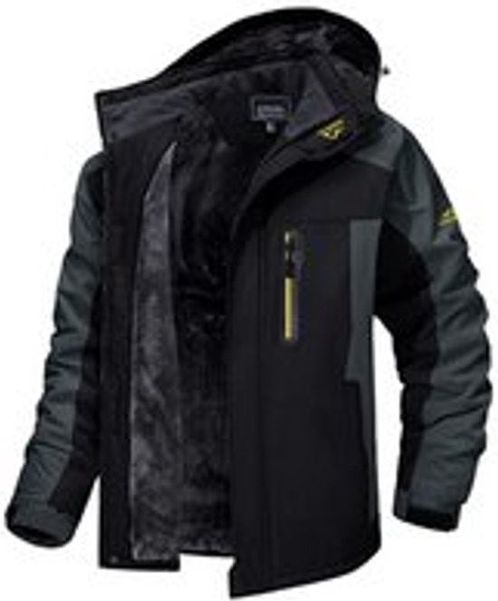 Heren Winter Waterdicht Winddicht Winterjack Warme Fleece Voering Ski Regenjas met Capuchon