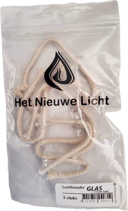 lont houder van glas per 5 stuks van Rustic Rattan — afbeelding 2