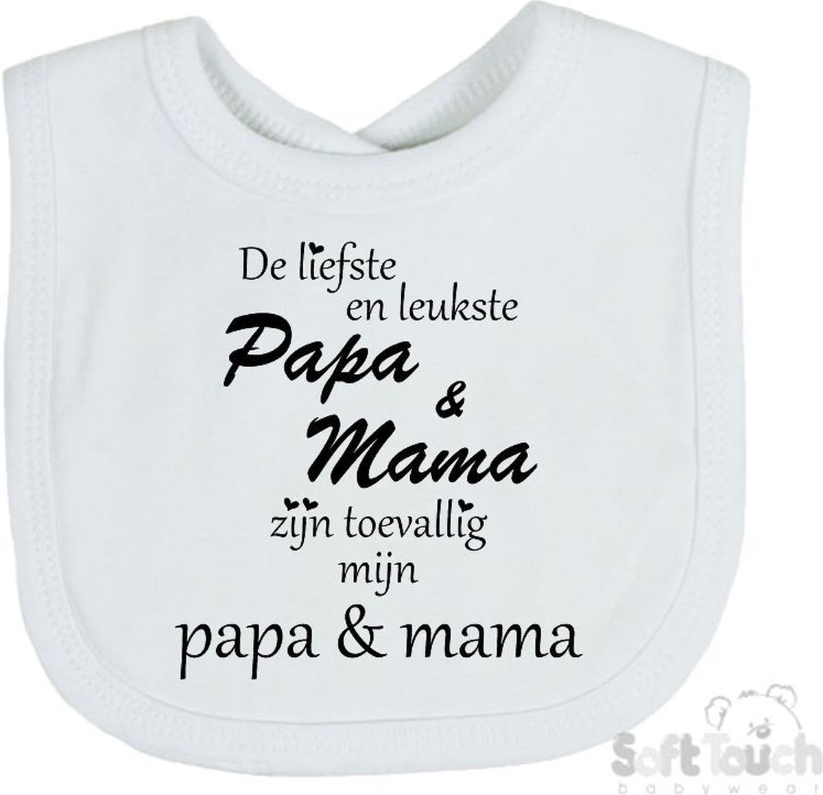 Goedkoopste Soft Touch Slabber Slabbetje Slab De liefste en leukste Papa & Mama zijn toevallig mijn Papa & Mama Unisex Katoen Wit/zwart Maat 33x22 Cm