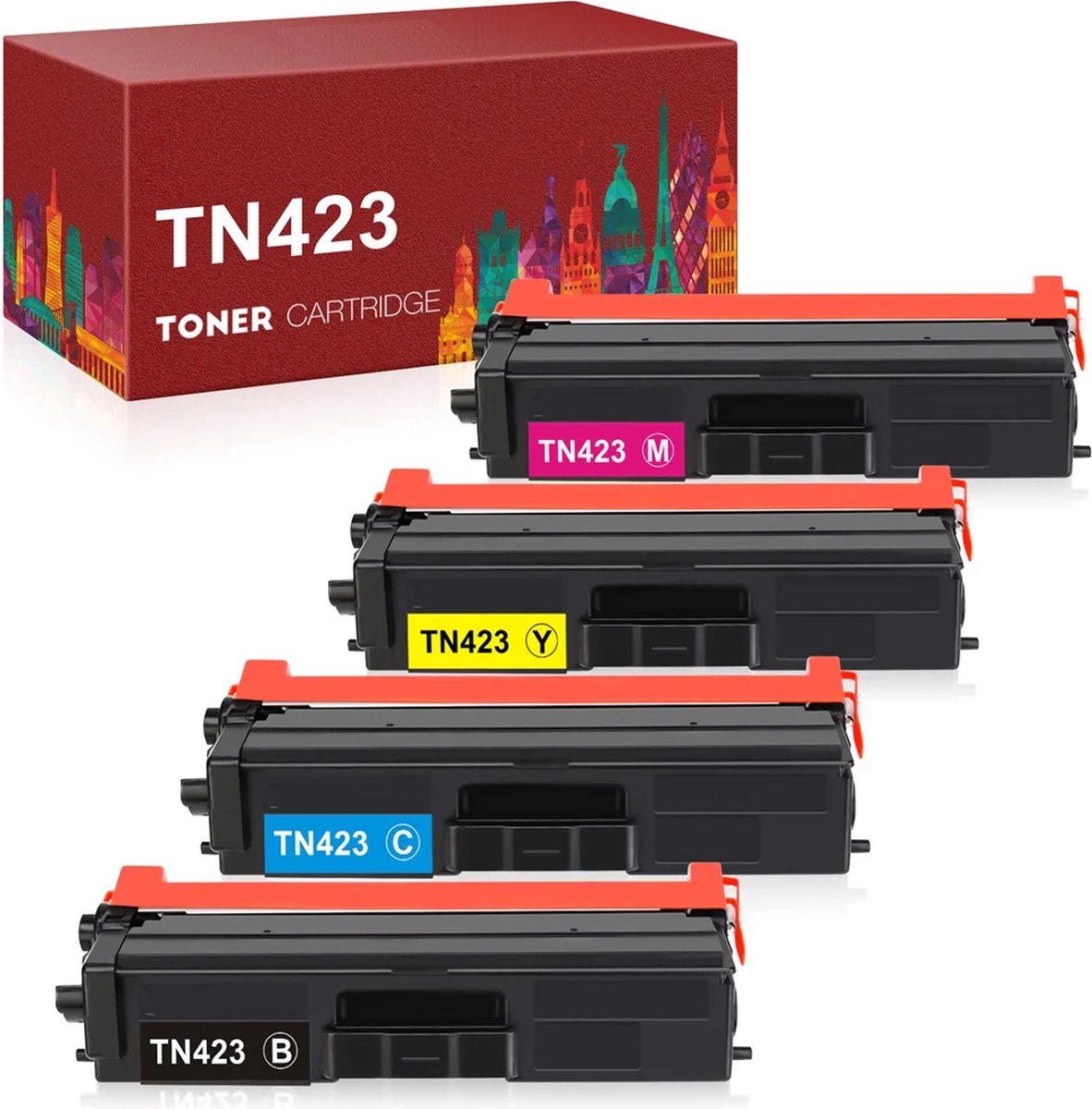 Geschikt voor Brother TN-423 / 423 Toner cartridges - Multipack 4 Toners - Geschikt voor Brother DCP-L8410 - HL-L8260CDW - HL-8360DW - MFC-L8690CDW - MFC-L8900CDW