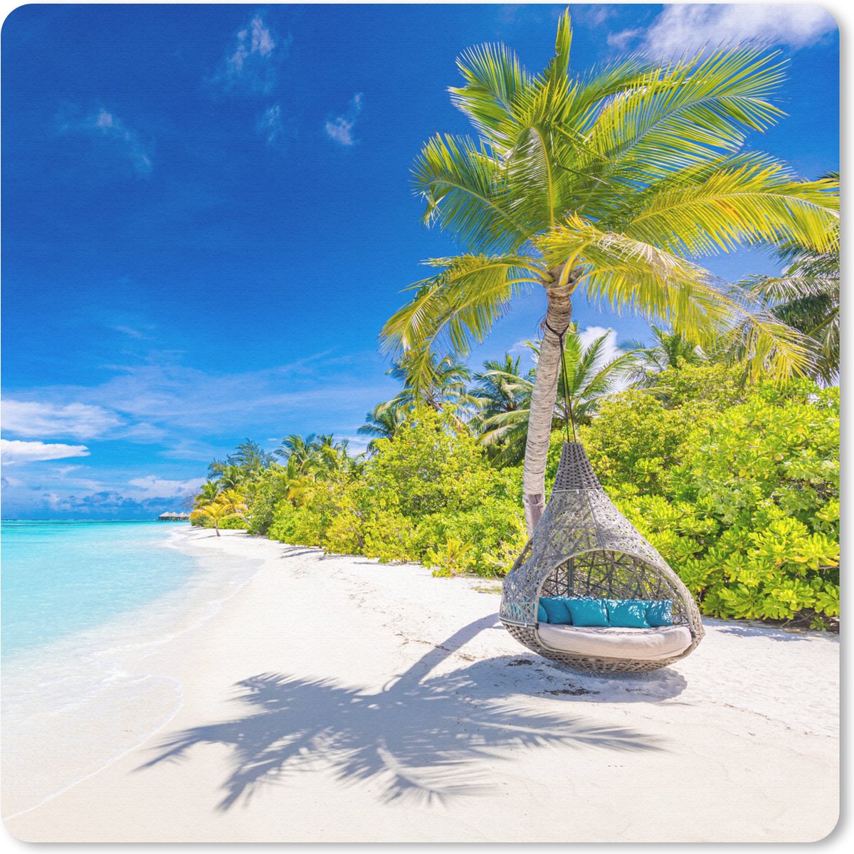 Muismat 30x30 cm - Mousepad Strand - Palm - Hangstoel - Muismatten