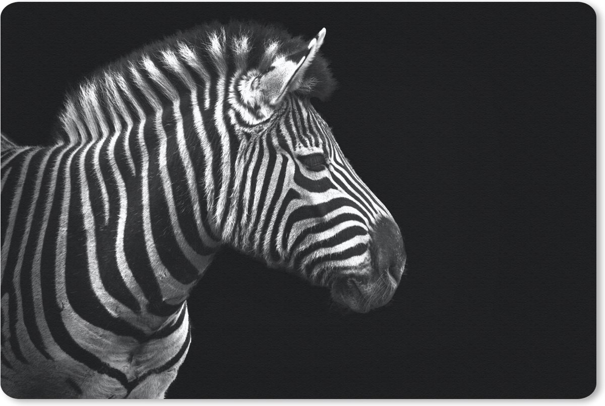 Muismat 27x18 cm - Mousepad Zebra - Zwart - Wit - Portret - Dieren - Muismatten