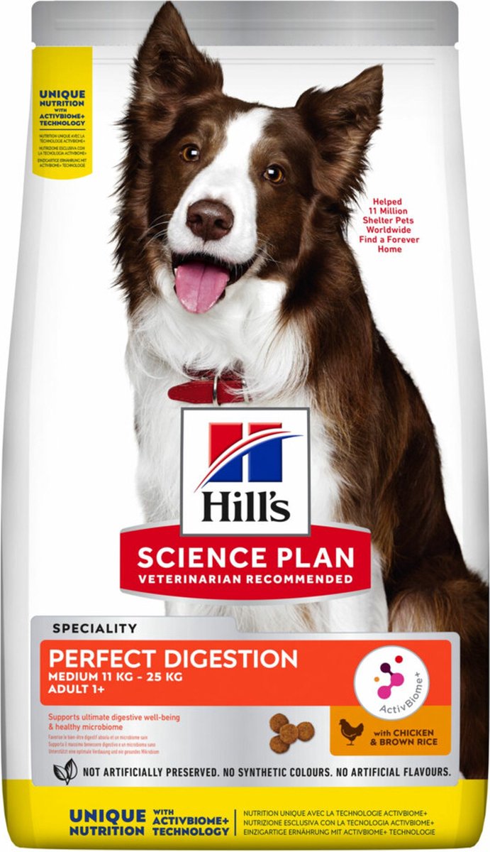 Bol.com Hill's Science Plan Hondenvoer Perfect Digestion Medium Adult 1+ Kip en Bruine Rijst 12 kg aanbieding