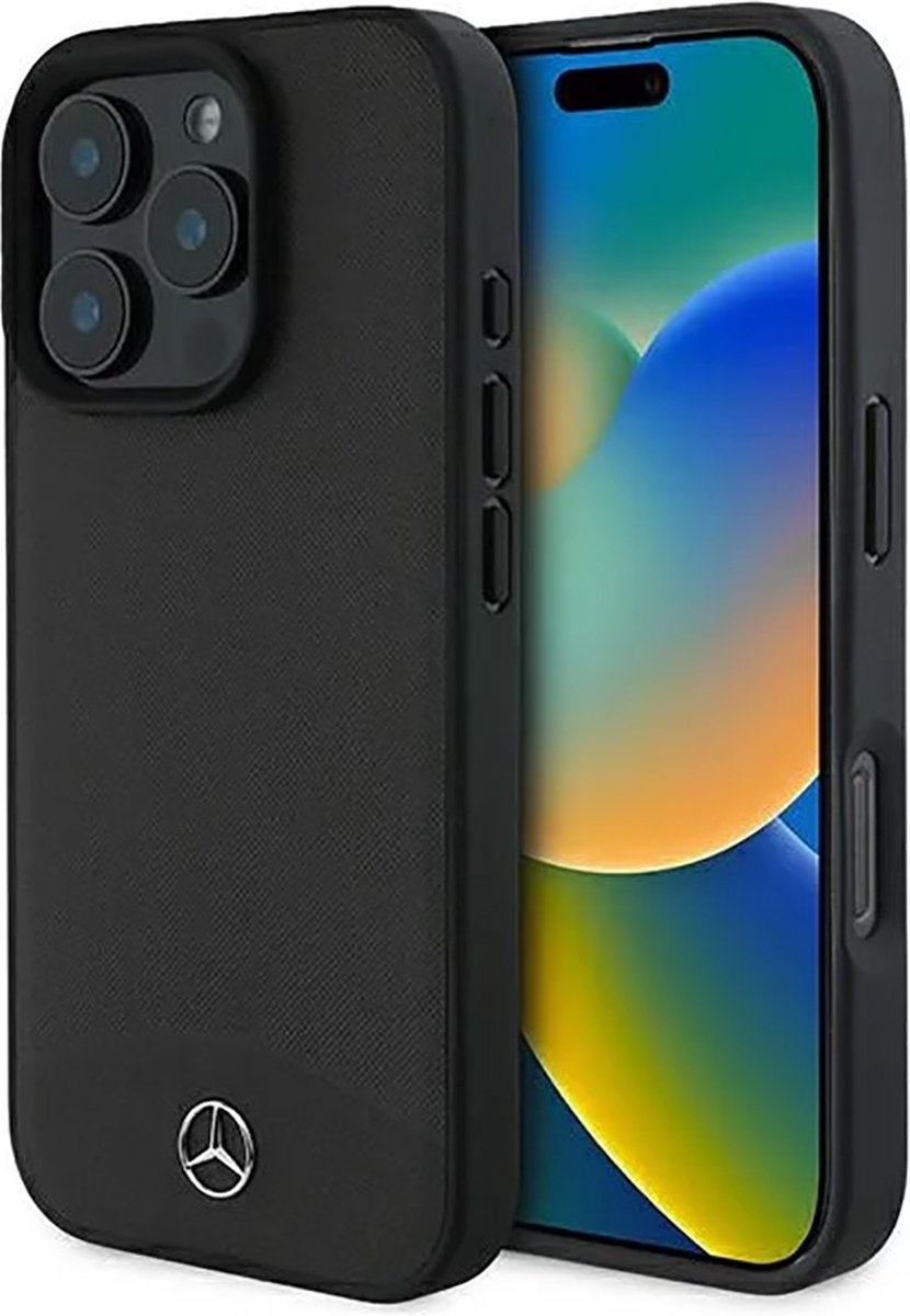 Mercedes-Benz Backcase hoesje geschikt voor iPhone 16 Pro Max - Effen Zwart - Kunstleer