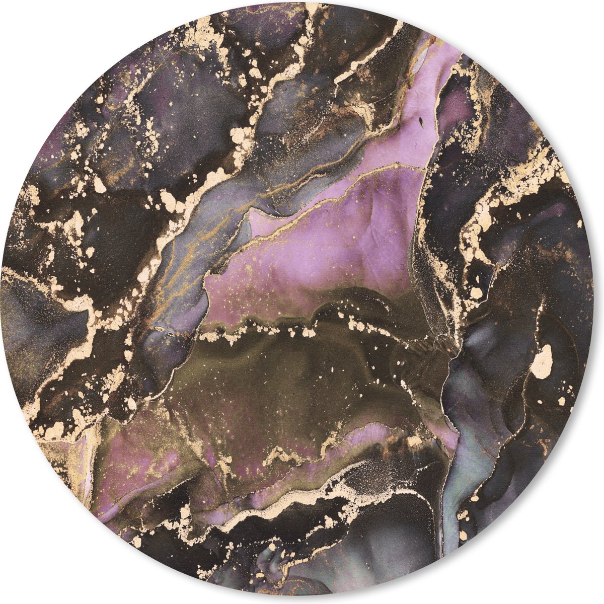 Muismat rond 20x20 cm - Mousepad Marmer - Gold - Steen - Abstract - Ronde muismatten