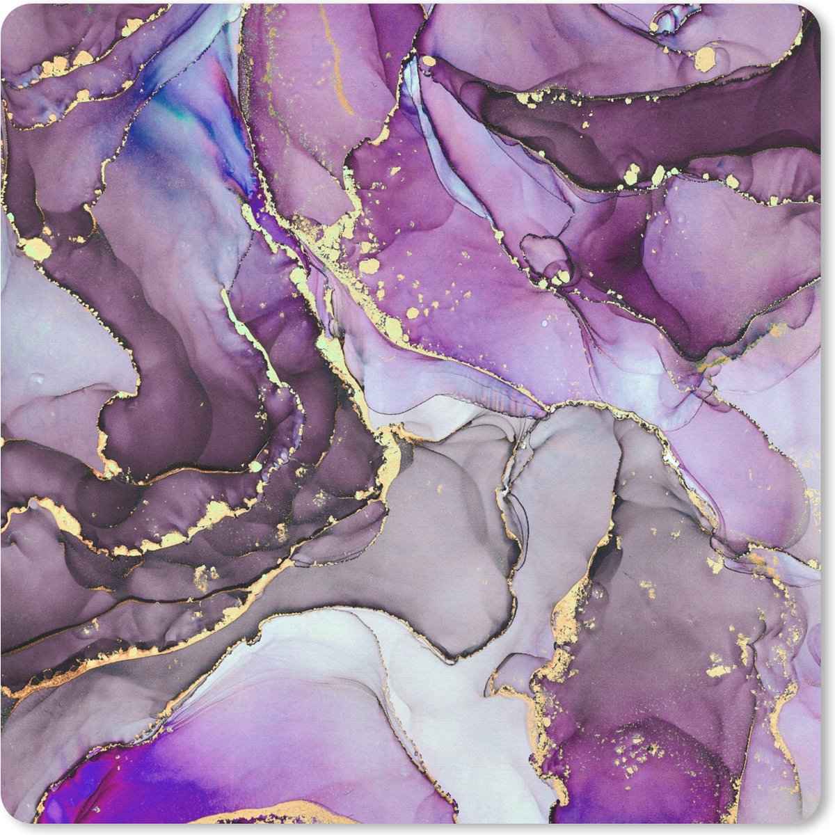 Muismat 30x30 cm - Mousepad Marmer - Roze - Paars - Gold - Muismatten