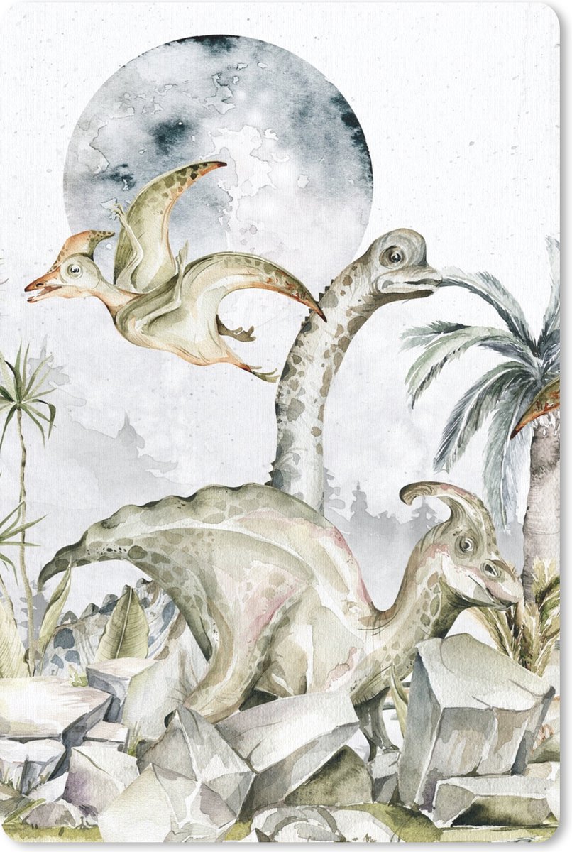 Muismat 18x27 cm - Mousepad Dinosaurus - Kinderen - Jungle - Groen - Dieren - Natuur - Muismatten