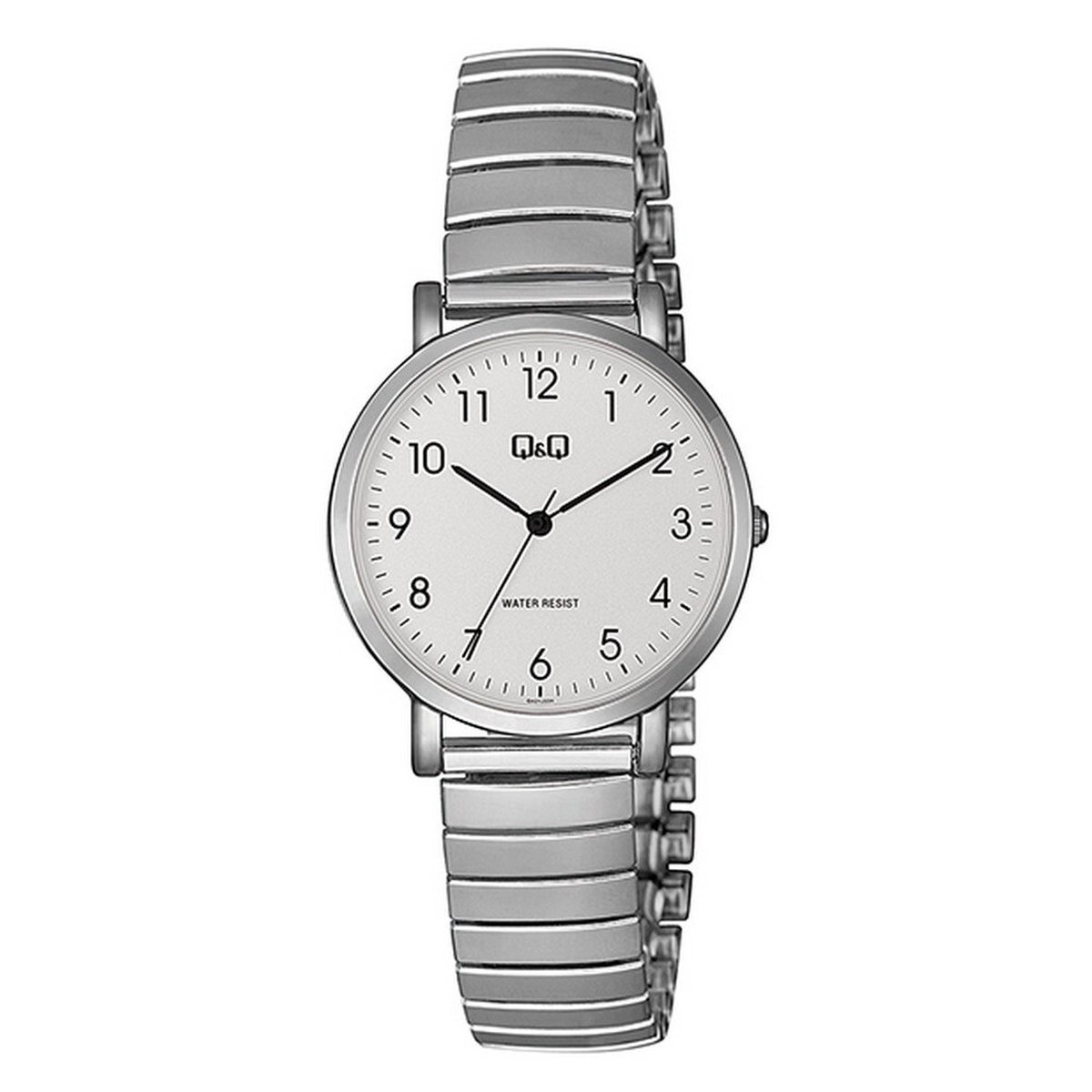 QQ QA21J224Y - Horloge - Analoog - Dames - Vrouwen - Rekbare Dubbele stalen band - Rond - Metaal - Cijfers - Zilverkleurig - Wit