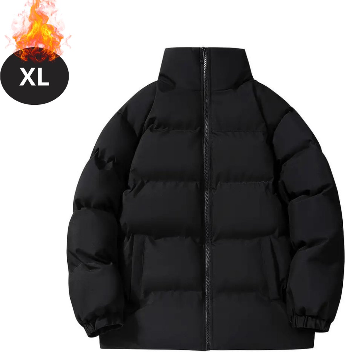 Livano Winterjas Parka Heren Winter Fleecejas Volwassen Stijlvol Gewatteerde Jas Zwart