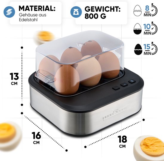 ProfiCook, Eierkokers met spraaksignaal, Elektronische hardheidsinstelling in 3 niveaus, PC-EK1276