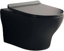 Vips Toilet - Mat zwart - Keramiek - Hangend - WC