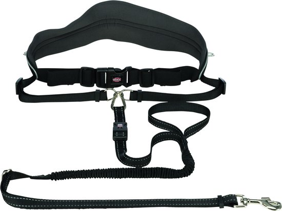 Trixie Looplijn Met Heupriem Hands Free - Riem - 120 cm x 12 cm - Zwart