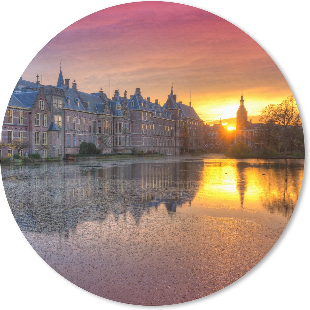 Muismat rond 40x40 cm - Mousepad Het Binnenhof in Den Haag - Ronde muismatten
