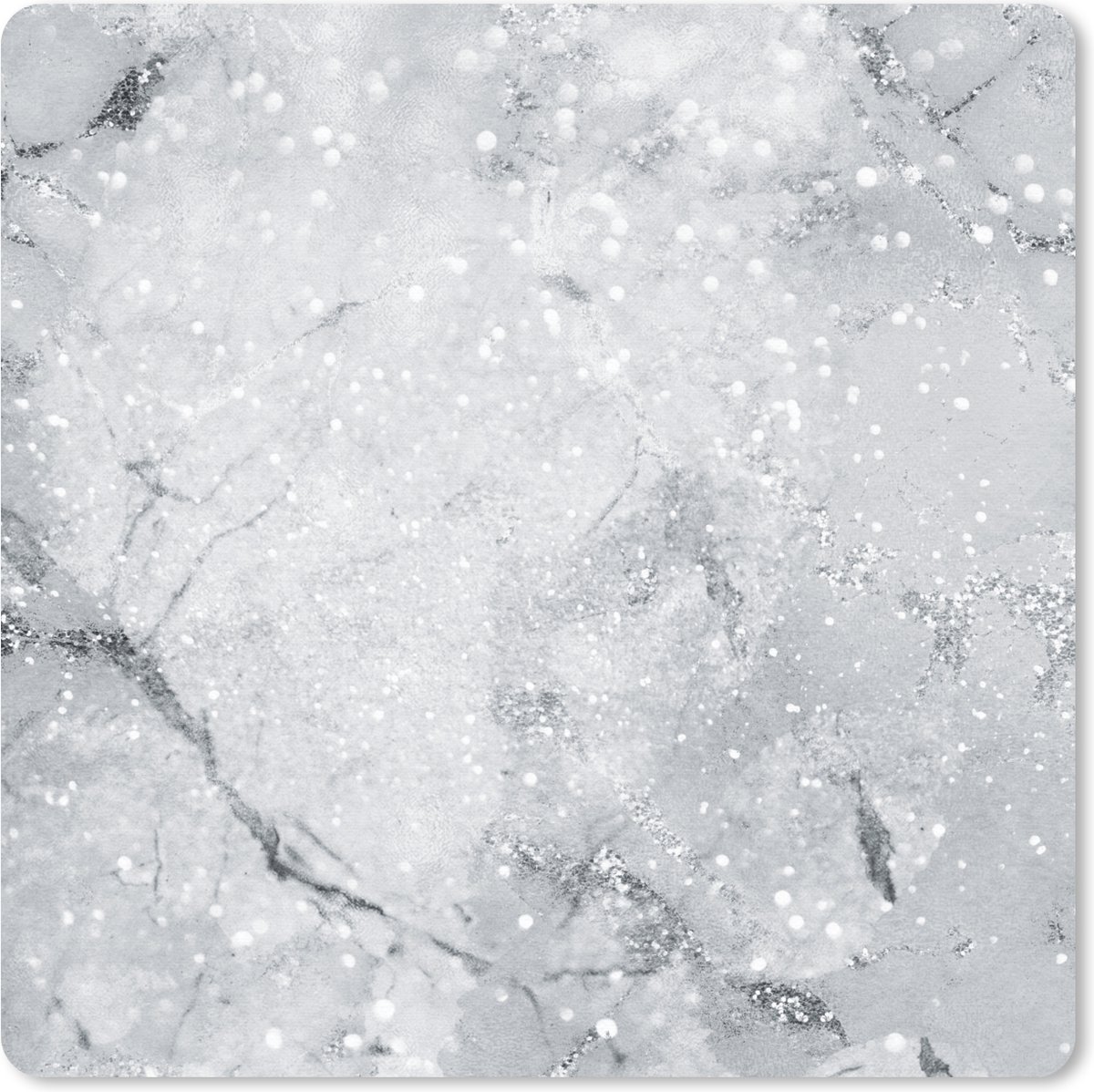 Muismat 30x30 cm - Mousepad Marmer - Glitter - Grijs - Muismatten