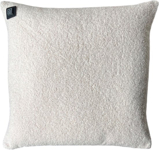 Warmpi® Teddy Warmtekussen – Off-white – Draadloos & Netstroom – Incl. 10.000mAh Powerbank & 2,5m USB-Kabel – 3 Warmtestanden tot 65°C – Infrarood verwarmd kussen