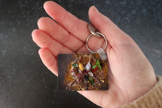 Porte-clés - Épices - Herbes - Cuillères - Sel - Marron - Cuisine - Distribution de cadeaux - Plastique