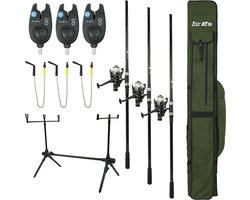 FISH-XPRO - Karperset - Pro Improve Set - 3-Rod - Karperhengelset - Zwart