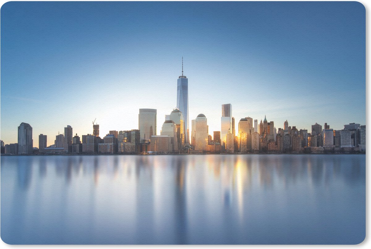 Muismat New York - Skyline New York vanaf het water muismat rubber - 60x40 cm - Muismat met foto