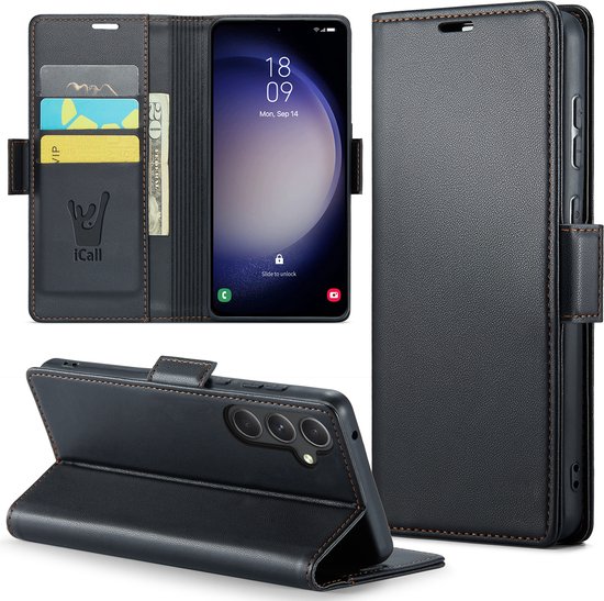 Étui adapté pour Samsung Galaxy A15 - HyperCase Book Cover Cuir Zwart