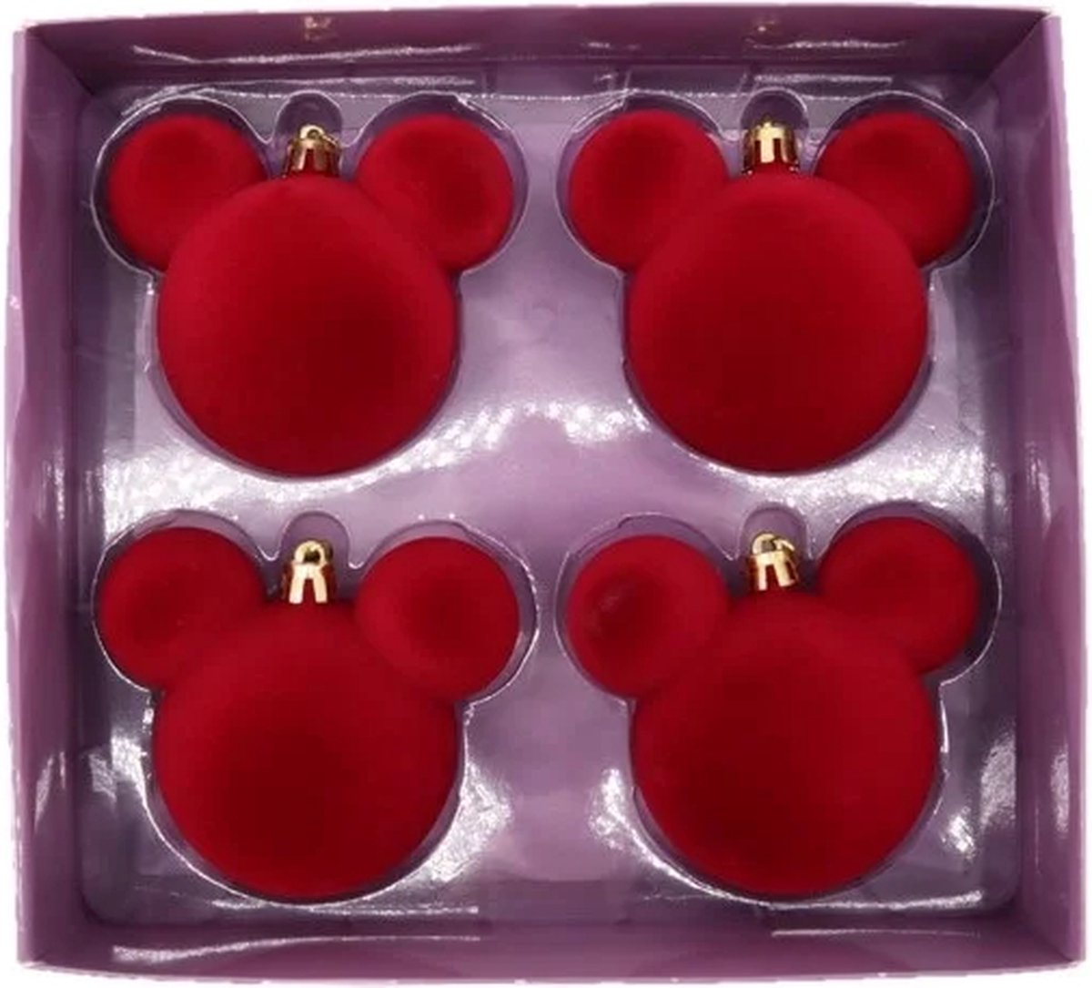Disney Mickey ears velvet red kerstballen - 4st – foto 3