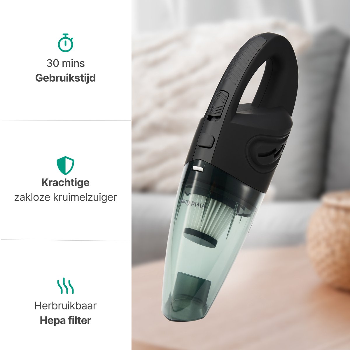 Kruimeldief Snoerloos 120W Zwart - afbeelding 2