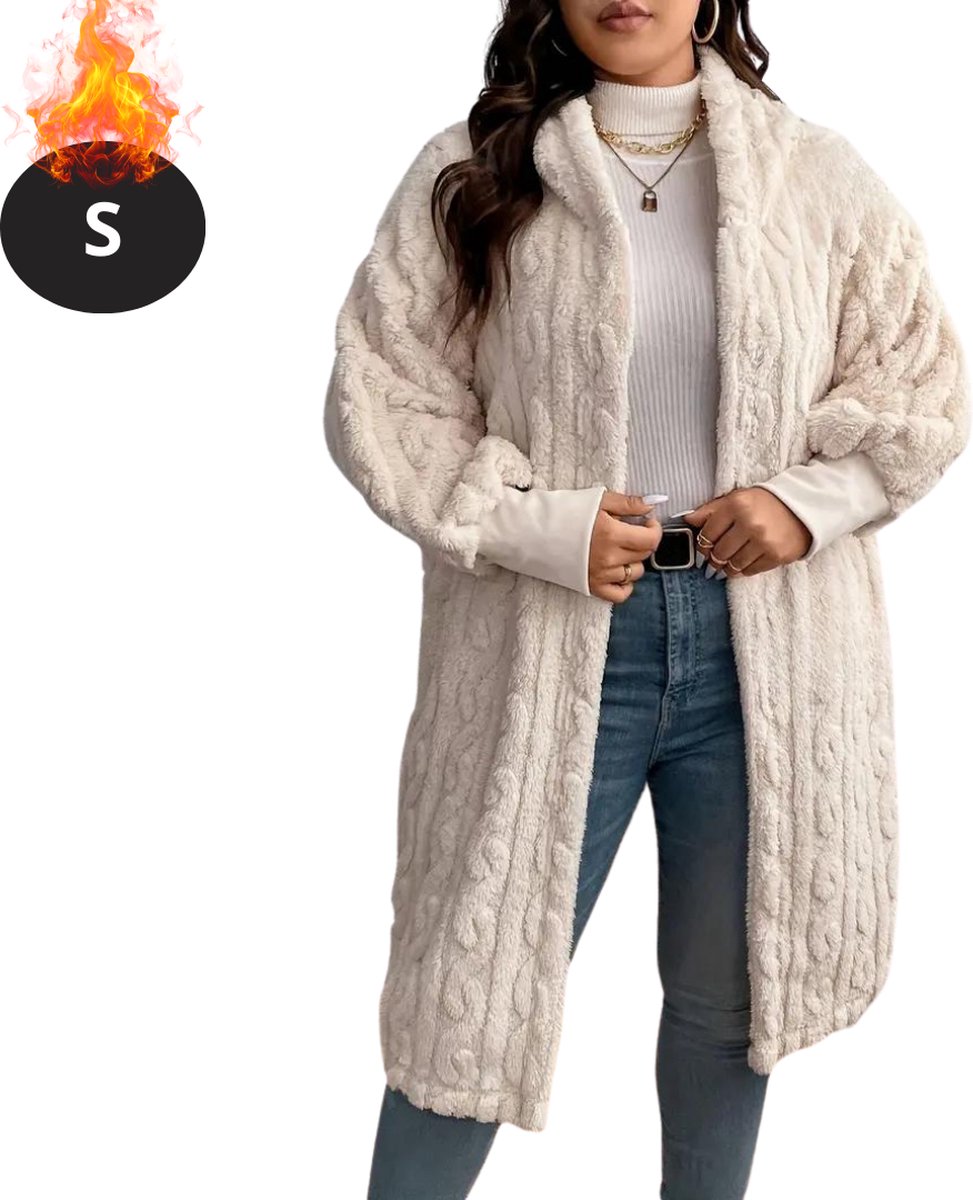 Livano Winterjas Lange Winterjas Dames Winter Volwassen Stijlvol Teddy Jas Dames Beige