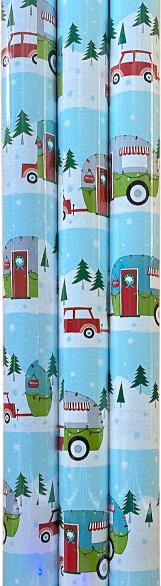 FESTIVE GIFTS Inpakpapier - Cadeaupapier - 200 x 70cm - 3 rollen - Kerst - Luxe Cadeauverpakking - Kleurrijk