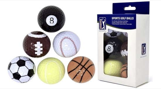 Unieke Fun Sport golfballen (set van 6), meerkleurig
