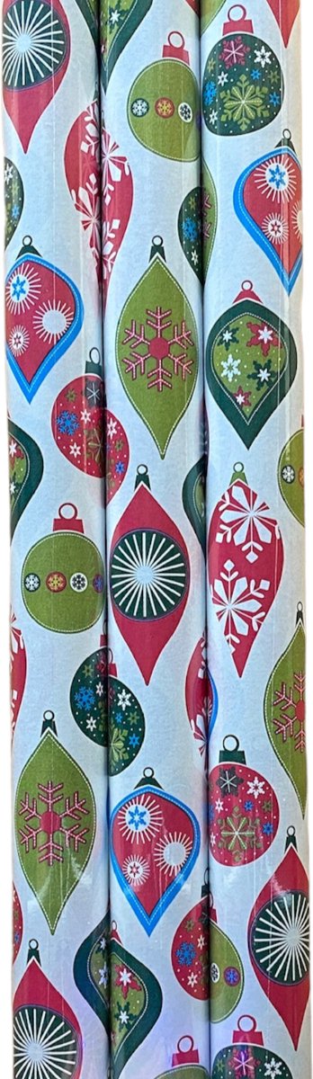 FESTIVE GIFTS Inpakpapier - Cadeaupapier - 200 x 70cm - 3 rollen - Kerst - Luxe Cadeauverpakking - Kleurrijk