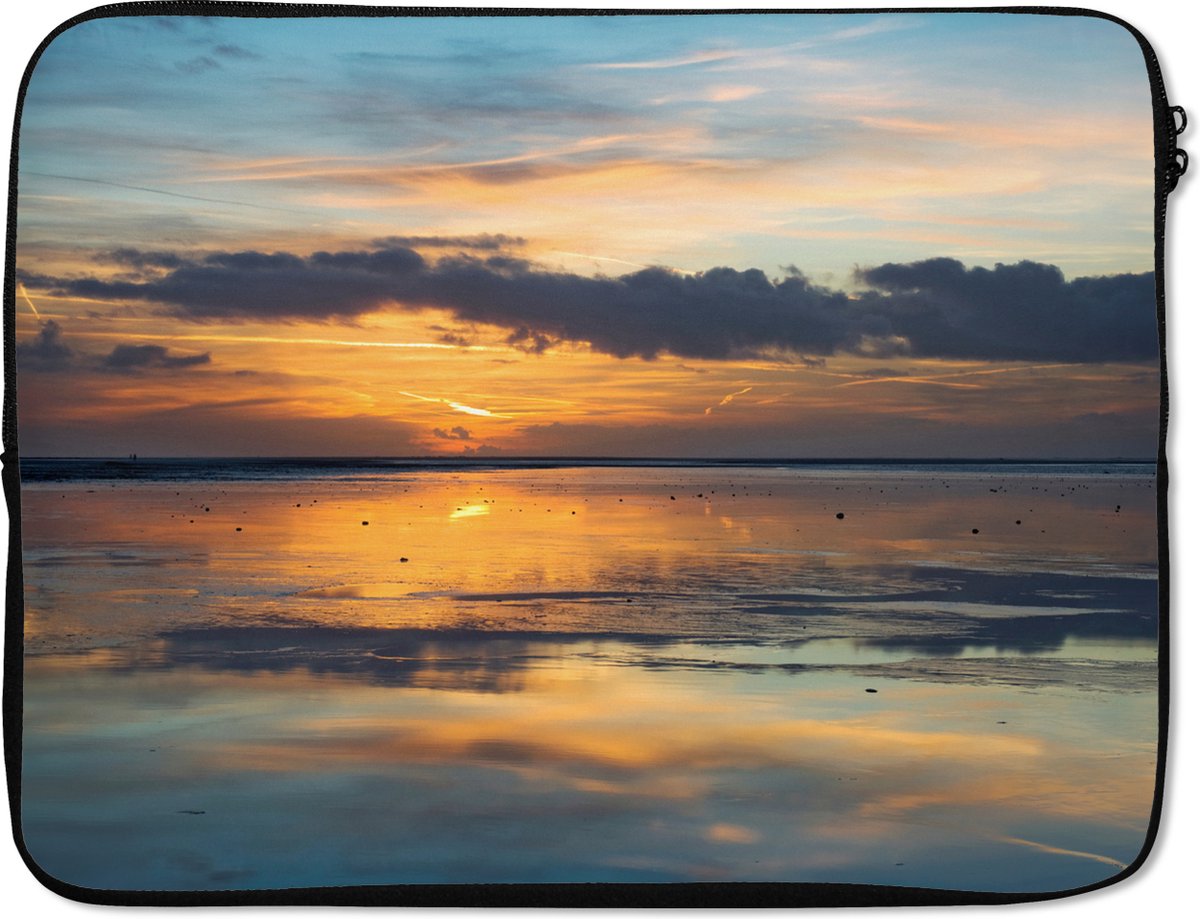 Laptophoes 15.6 inch - Zee - Horizon - Kleuren - Laptop sleeve - Binnenmaat 37x26 cm - Zwarte achterkant