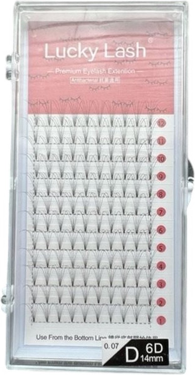 Lucky Lashes - Nepwimpers - 6D 13mm 0.07 D krul - Pre-Made Volume Fans – Russian volume – Pre-Made Fans- wimperextensions – wimper extensions