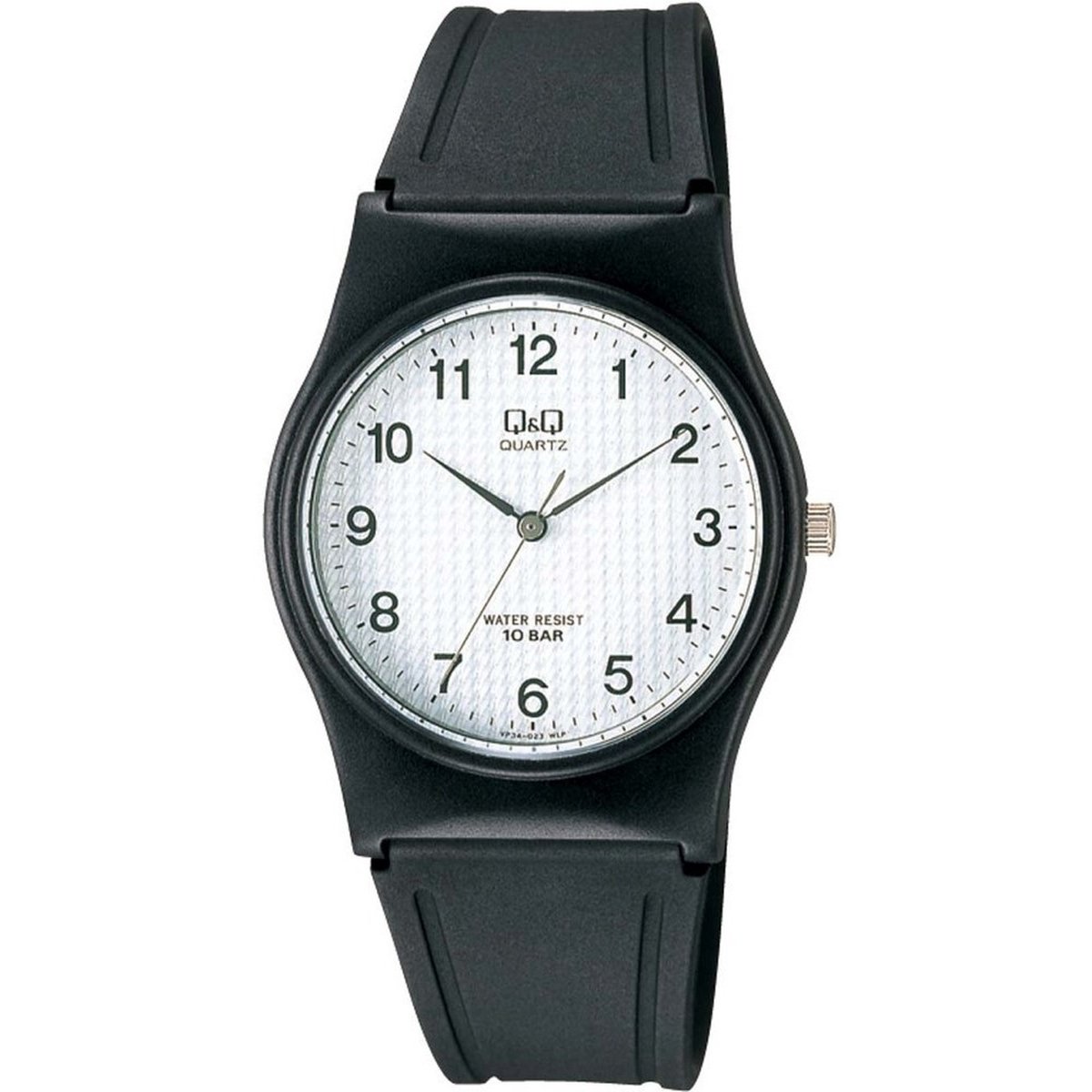 QQ VP34J023Y - Horloge - Sport - Analoog - Dames - Vrouwen - Plastic band - Rond - Kunststof - Cijfers - Zwart - Wit - 10ATM