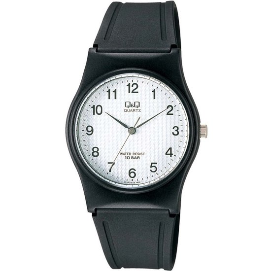 Q&Q VP34J023Y - Montre - Sport - Analogique - Femme - Bracelet Plastique - Rond - Plastique - Chiffres - Zwart - Wit - 10ATM