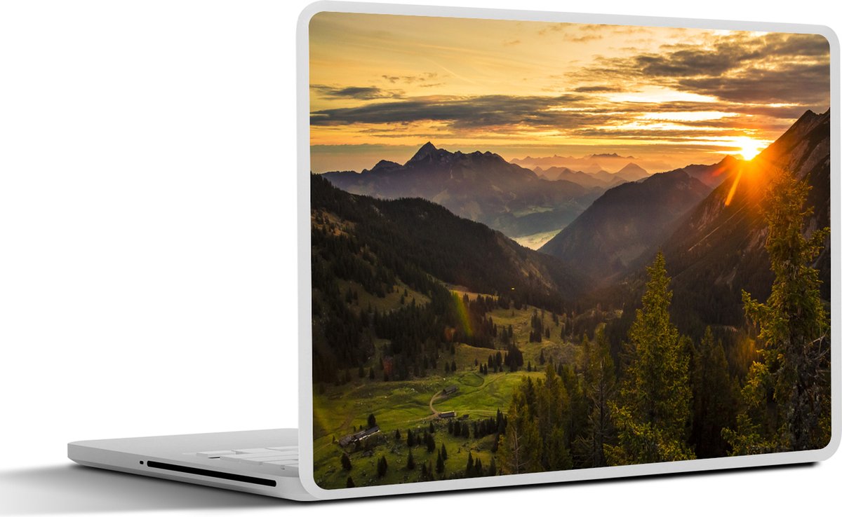 Laptop sticker - 14 inch - Alpen - Berg - Zon - 32x5x23x5cm - Laptopstickers - Laptop skin - Cover