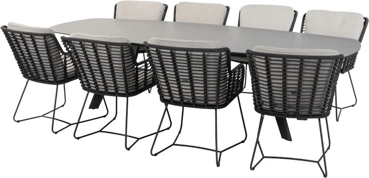 Montana Fabrice dining tuinset 280x113xH75 cm ovaal HPL antraciet.