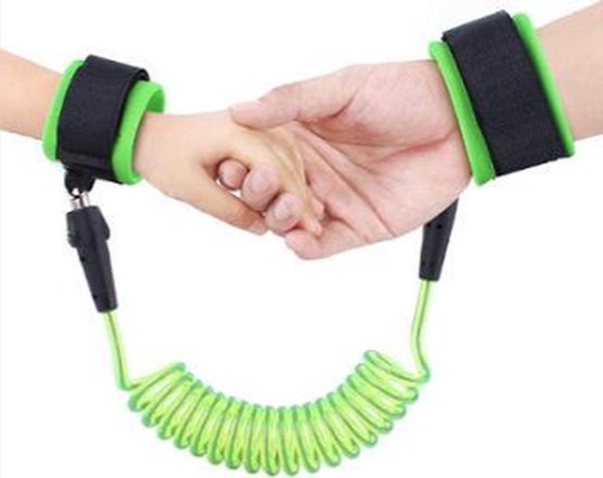 Scoby - 360° Polstuigje voor Kinderen - Veilig Onderweg - Looplijn - Safety Wristband - 2,5 Meter - Groen