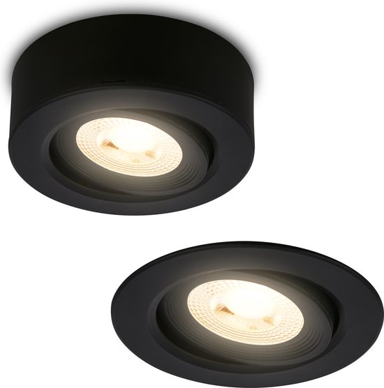 Briloner Desi - LED opbouwspot 2 in 1 Inbouwspot - 7991015 - LED opbouwspot en inbouwspot 2 in 1 - Verstelbaar - Vlak - Warm wit licht - Ø9 x 3 cm - Zwart