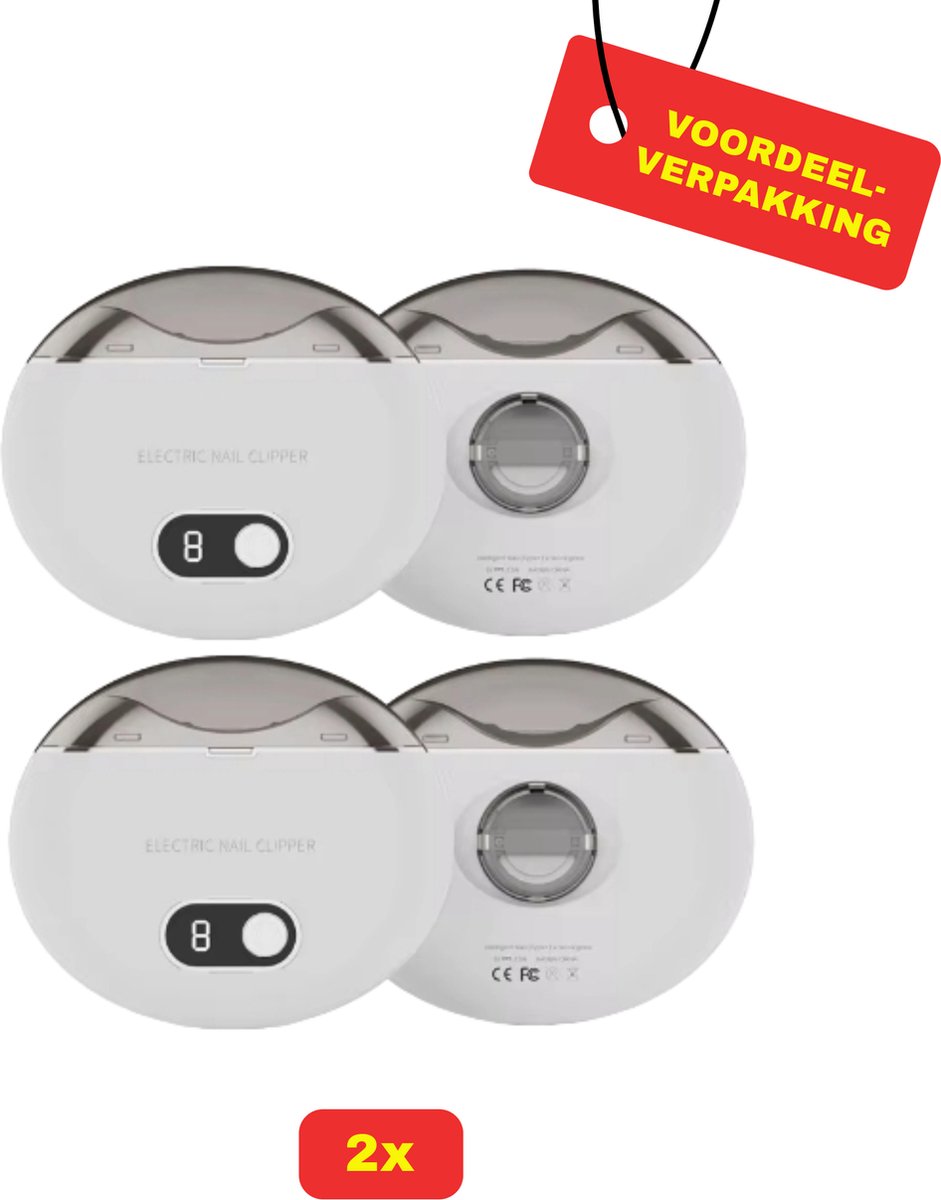 Goedkoopste 2 x Elektrische Nagelknipper luxe model - Wit - Voordeelverpakking
