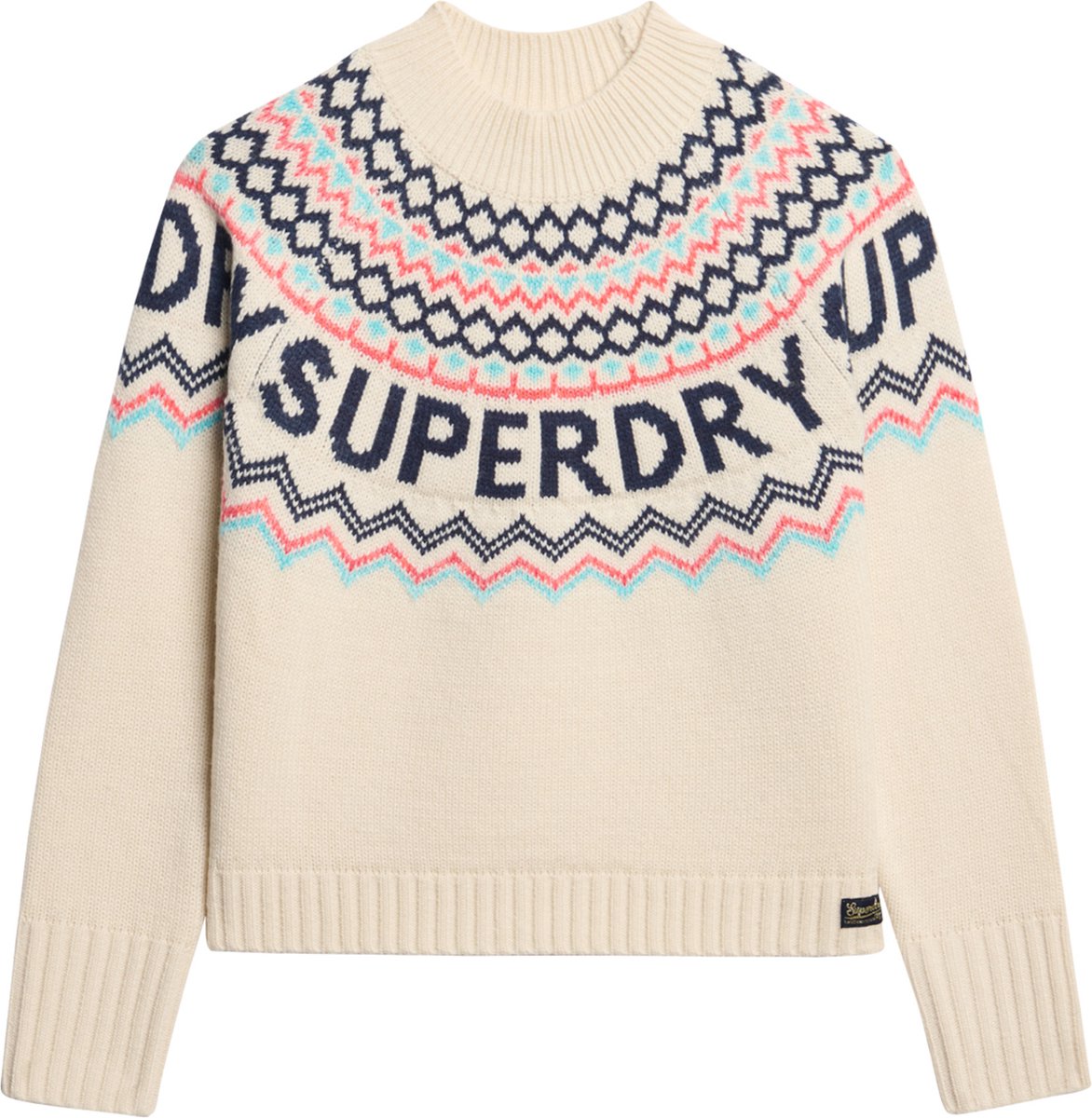Pull Femme Superdry FAIRISLE BRANDED JUMPER Taille M bol