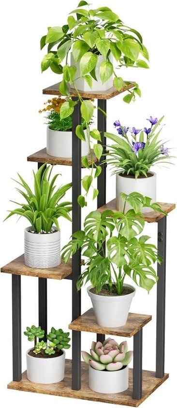 Foto: Plantenladder plantentrap plantenrek opbergrek plantenstandaard plantenhouder bloemenrek bloementrap met 6 etages 55 5 x 24 2 x 24 2 cm