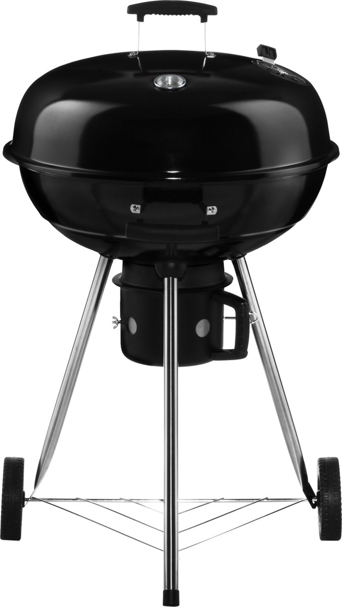 Mustang Basic 57 Houtskoolbarbecue - Kogelbarbecue 57 cm - Ø54 cm Grillrooster - Dekselthermometer - met Wielen - kleur Zwart