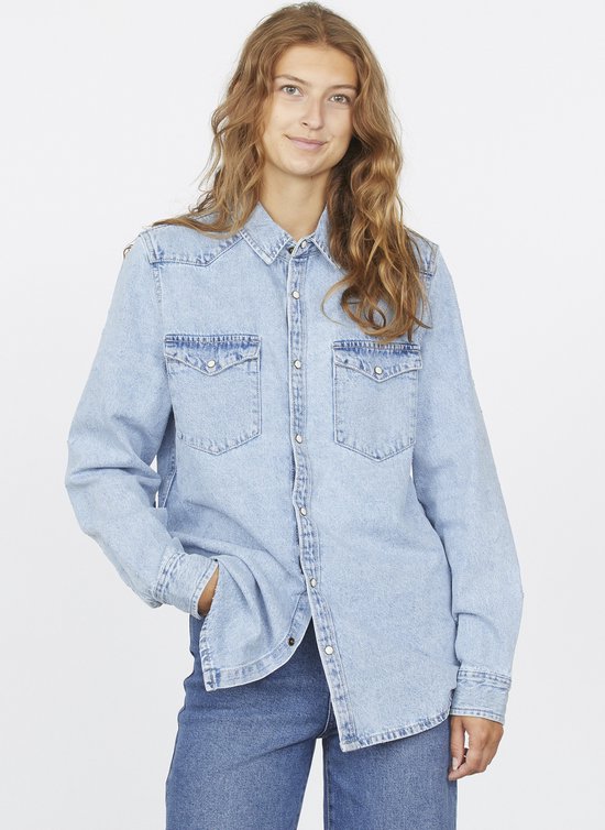 SISTERS POINT Osa-sh4 - Chemisier Femme - l. délavage bleu - Taille XL