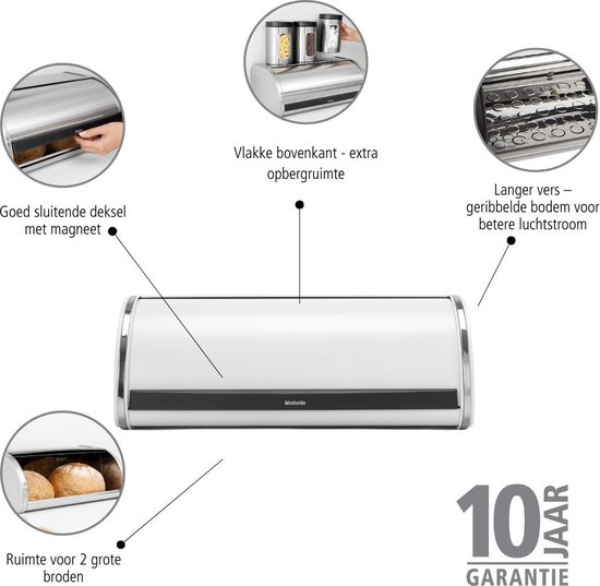 Brabantia Boîte à pain avec couvercle coulissant - White