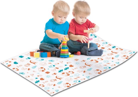 Tafelkleed voor kinderen op een Rol - waterdicht - waterproof - spatmat kleed Onder de Kinderstoel - 100x120 Wegwerp Vloermat Onder Kinderstoel - Baby - Maaltijd-Picknick-Knutselen - Kinderdagverblijf - School - tafelkleed - Liefde Motief - 30 stuks van Merkloos — afbeelding 2